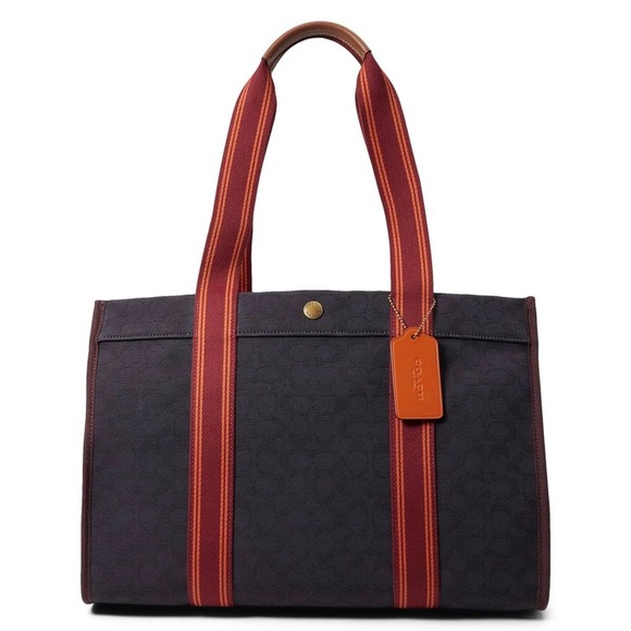 NEW COACH Spin Tote 42 Signature Jacquard in Black/Red - Picture 3 of 14